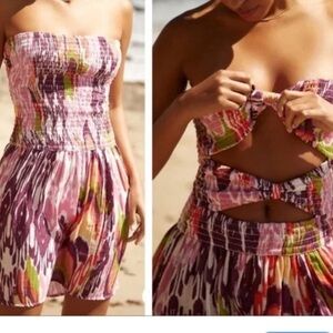 NEW Anthropologie Reversible Smocked Mini Coquette Girl Boho Dress size L